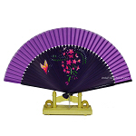 Fächer Handfächer Bambus Seide blau lila pink Blumen 6930 Fächer Handfächer Bambus Seide blau lila pink Blumen 6930